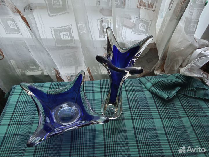 Ваза для цветов и кофетница из стекла