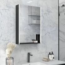 Зеркальный шкаф черный для ванной размер 500*800