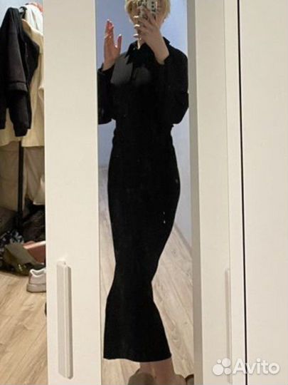 Черное платье миди zara