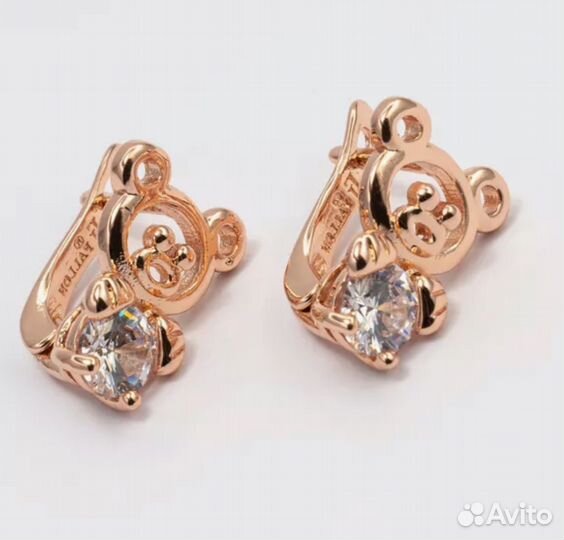 Серьги мишки под золото