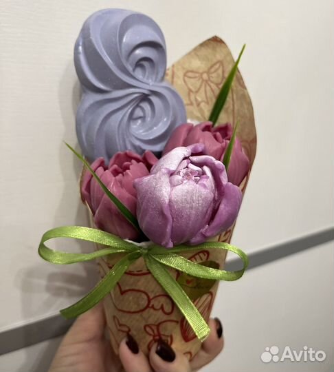 Букет из мыла,тюльпаны,подарок 8 марта, цветы