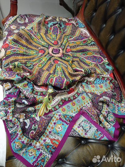 Платок огромная шерстяная шаль 140см etro италия