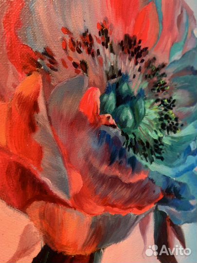 Картина маслом на холсте цветы пион