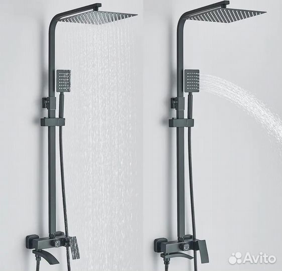 Черная душевая система 3 в 1 тропический душ