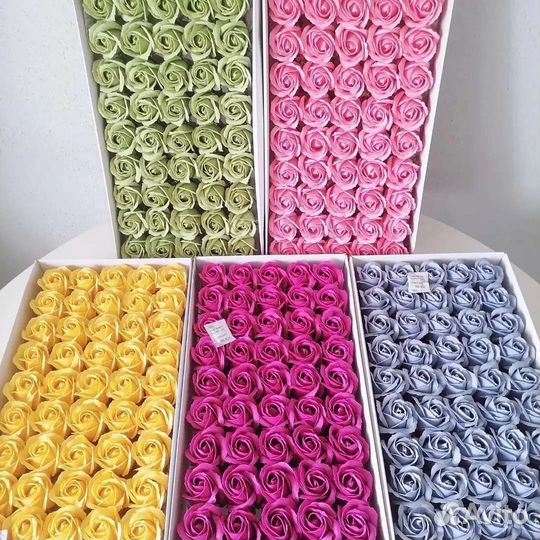 Розы из мыла Корея, коробки, зелень для букетов