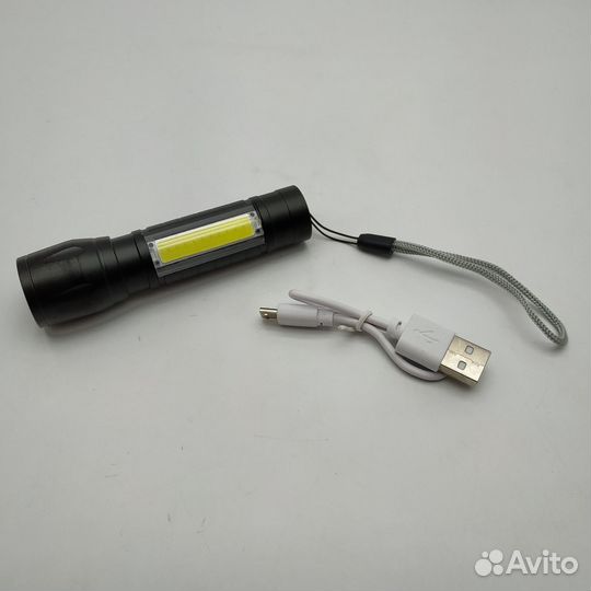 Фонарь мини 2 LED 3 режима COB Q5 зарядка USB