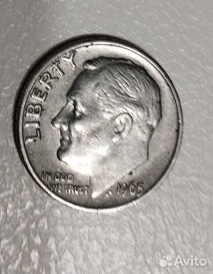 Монета Liberty 1965 г. One dime