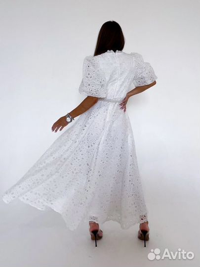 Платье белое шитье 44 46 кружевное