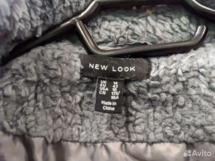 Плюшевая куртка серая new look 50 размер
