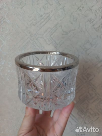 Конфетница хрусталь мельхиор