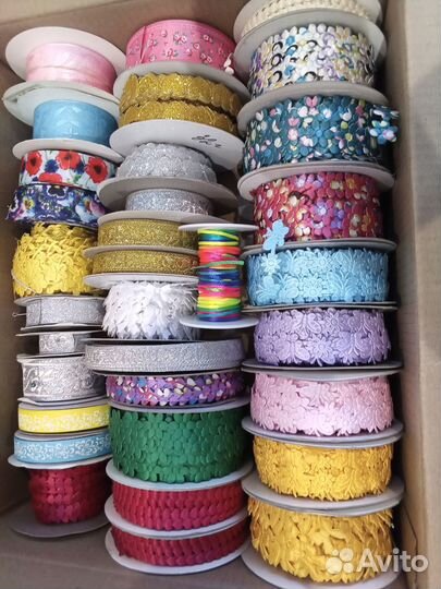 Лента атласная, репсовая, пряжа