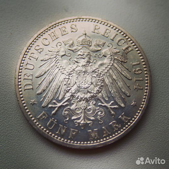 5 марок 1914 года Германия Пруссия вильгельм II