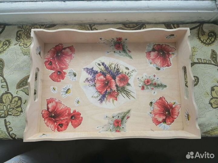 Поднос деревянный, Декупаж