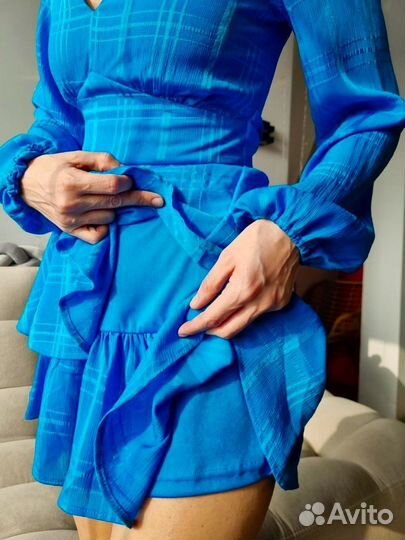 Платье шорты на весну василькового цвета