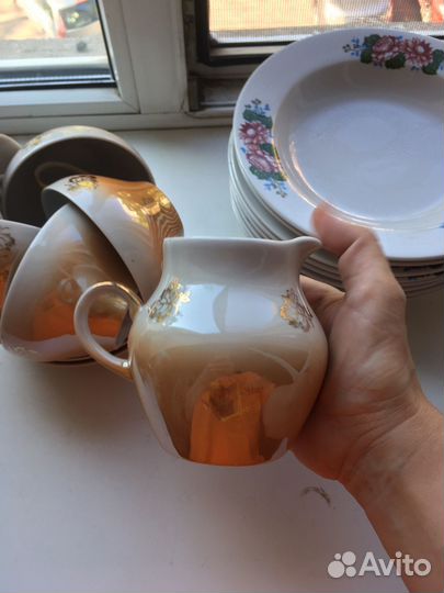 Чашки и молочник дулево