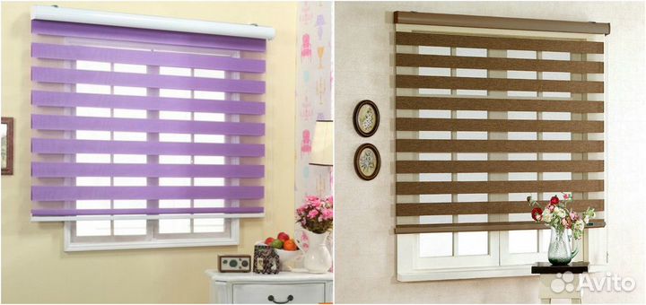 Рулонные шторы жалюзи день-ночь зебра