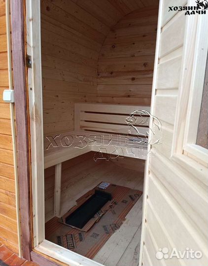 Баня бочка перевозная 2*2 на прицеп заказчика