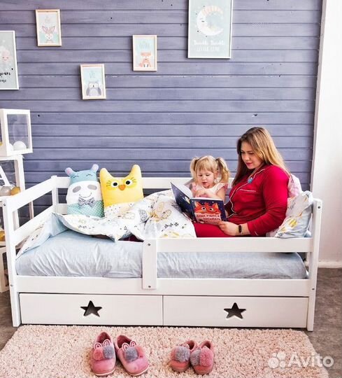 Кроватка софа эко из массива для малыша с бортиком