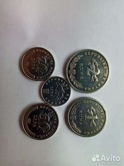 Куны монеты набор 5 штук Хорватия