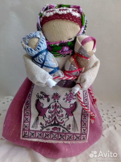 Кукла оберег Мамушка с детками ручная роспись