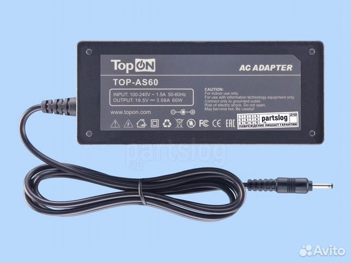 Блок питания для Asus 19.5V 3.08A 3.0x1.1mm 60W To