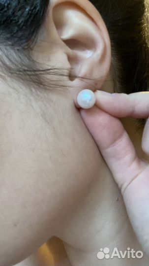 Серебряные серьги с жемчугом с кольцом