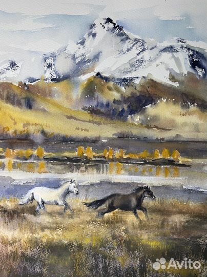 Картина Алтай акварелью