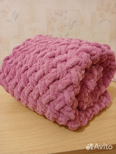 Плед вязаный плюшевый