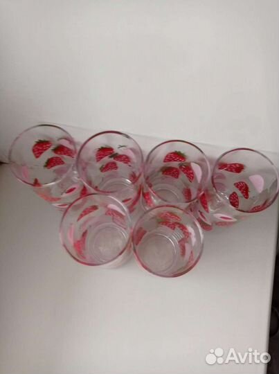 Набор стаканов клубника 6 штук - 230мл высокие