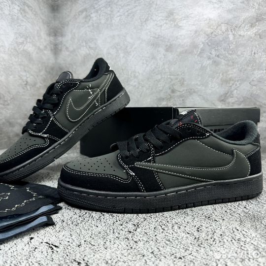 Кроссовки nike air jordan 1 low travis scott black