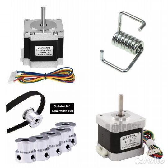 Шаговый двигатель Nema 17, 23, ремень GT-2