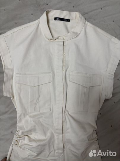 Платье zara с карманами и защипами