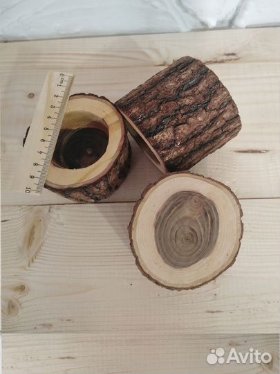 Заготовка для творчества, подсвечник в спиле дерев