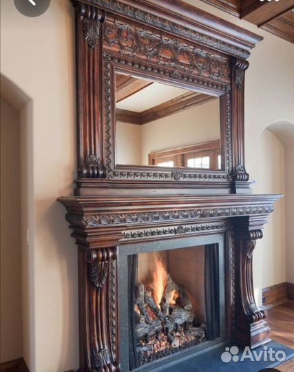 Деревянный каминный портал