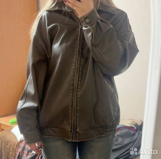 Коричневая кожаная куртка XC outwear collection ра