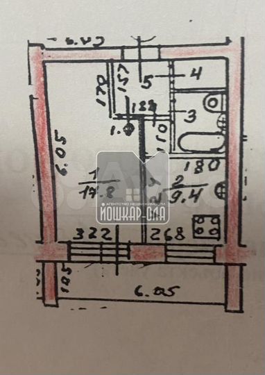 1-к. квартира, 38 м², 1/5 эт.