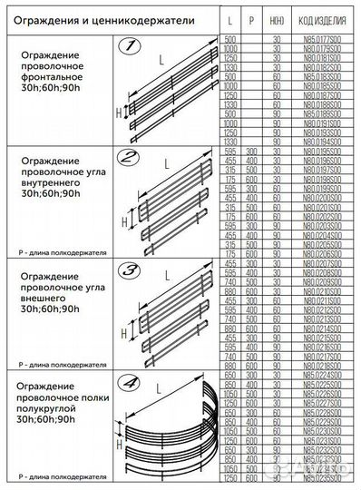 Разделитель проволочный 90h, 90х500 мм Нордика, хр