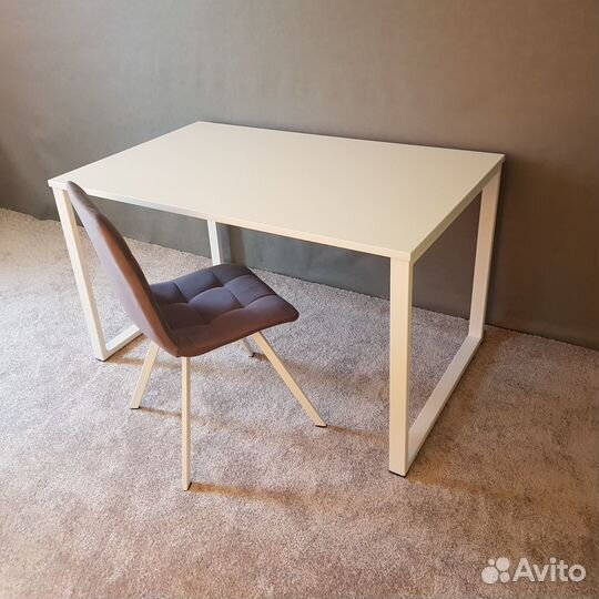 Обеденный стол Лофт 130*80 см. Белые ножки