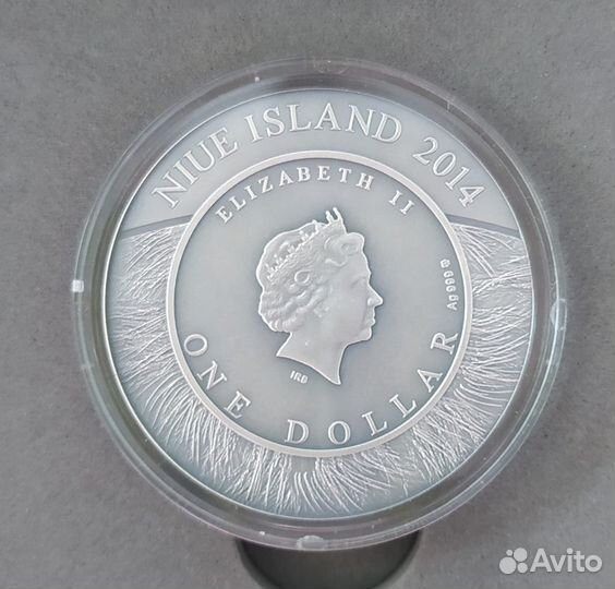 Монета 1 доллар Ниуэ 2014 Буйволы Серебро