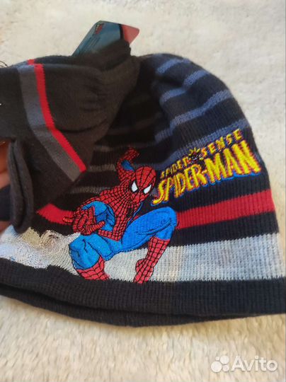 Новые шапка и перчатки человек паук 50
