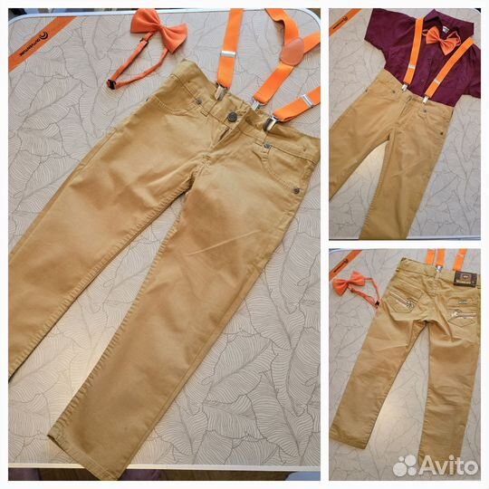 Брюки с подтяжками в стиле стиляг + бабочка