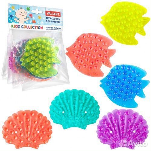 Набор полочек-липучек рыбки-ракушки MIX, 6 шт