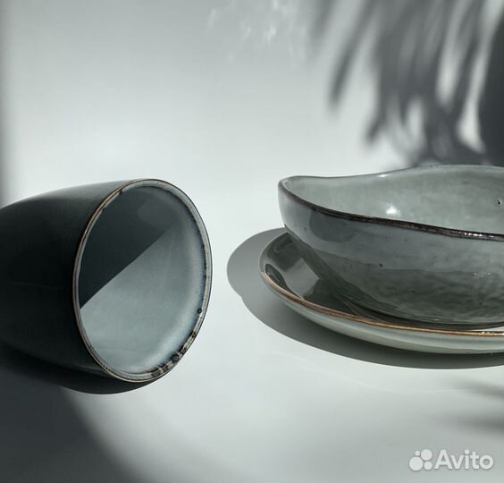 Тарелка, салатник, кружка фарфор в глазури