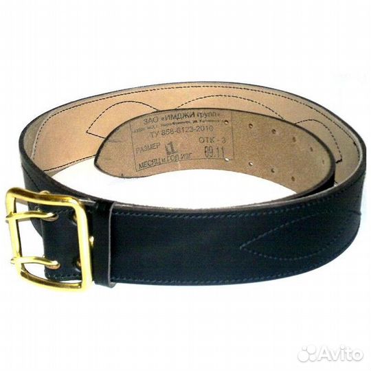 Ремень офицерский уставной кожаный черный