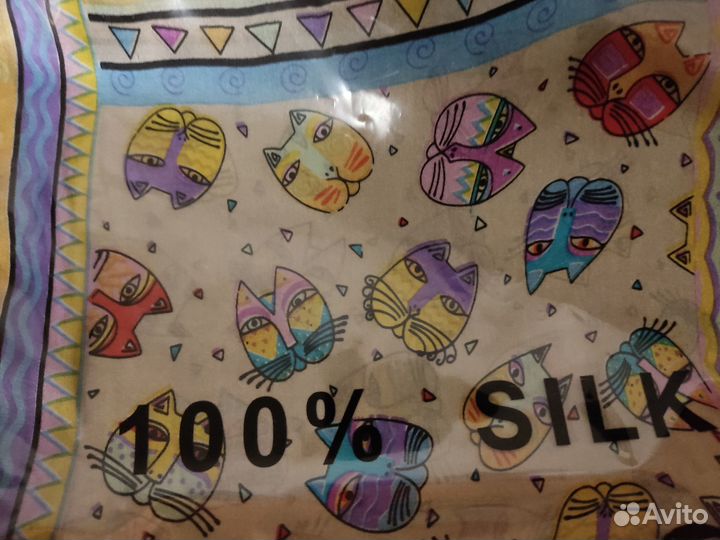 Шарфик с котами 100 проц. шёлк