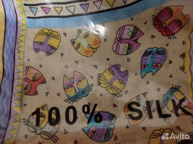 Шарфик с котами 100 проц. шёлк