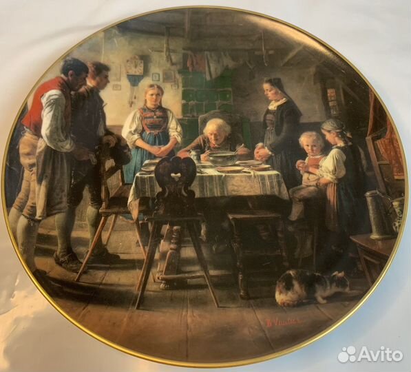 Немецкая Настенная Тарелка. Винтаж. Клейма. Обед
