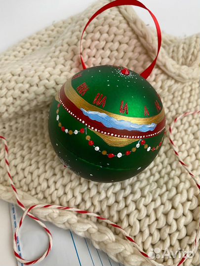 Шар на елку Часы зеленый пластик