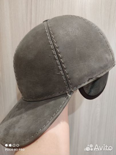 Мужская кожаная кепка зимняя