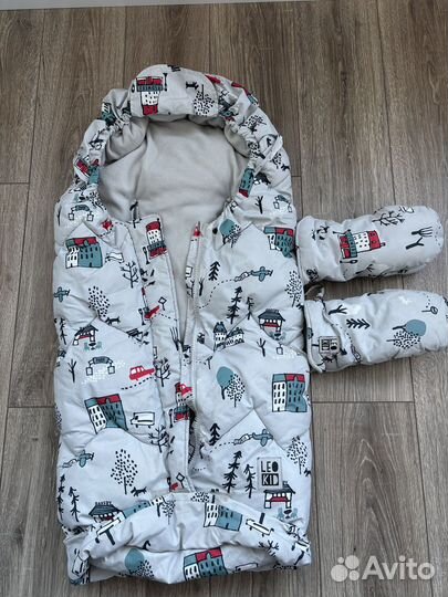 Зимний конверт leokid + варежки